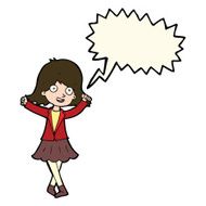 cartoon happy girl with speech bubble N56