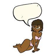 cartoon sexy woman in underwear with speech bubble N16