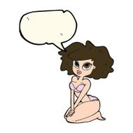 cartoon woman wearing bikini with speech bubble N7