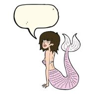 cartoon mermaid with speech bubble N45