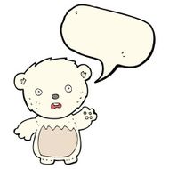 cartoon worried polar bear with speech bubble N3