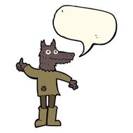 cartoon wolf man with speech bubble N32