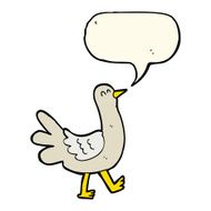 cartoon walking bird with speech bubble N11
