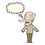 cartoon old man gasping in surprise with speech bubble N7