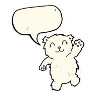 cartoon waving polar bear with speech bubble N42