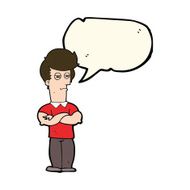 cartoon man with folded arms speech bubble N19
