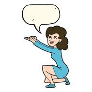 cartoon woman presentation gesture with speech bubble N7