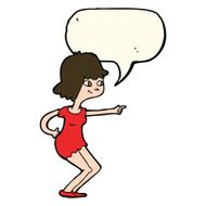 cartoon girl pointing with speech bubble N22