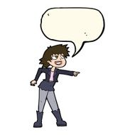 cartoon woman pointing with speech bubble N147