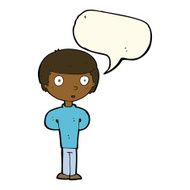 cartoon curious boy with speech bubble N27