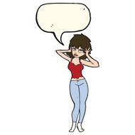 cartoon pretty woman with speech bubble N188