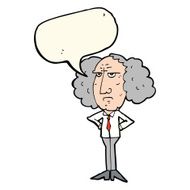 cartoon big hair lecturer man with speech bubble N7