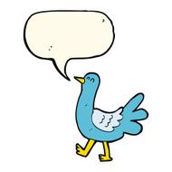 cartoon walking bird with speech bubble N12