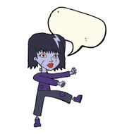 cartoon undead girl with speech bubble N3