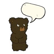 cartoon black bear cub with speech bubble N51