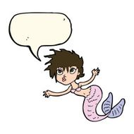 cartoon mermaid with speech bubble N47
