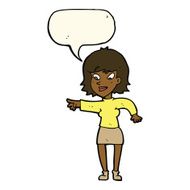 cartoon woman pointing with speech bubble N148
