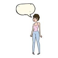 cartoon pretty woman with speech bubble N190
