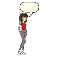 cartoon pretty woman with speech bubble N191