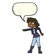 cartoon woman pointing with speech bubble N149