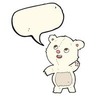cartoon cute waving polar bear teddy with speech bubble N4