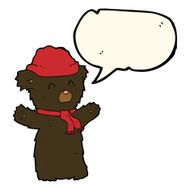 cartoon cute black bear with speech bubble N46
