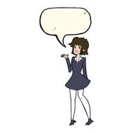 cartoon pretty woman in dress with speech bubble N33