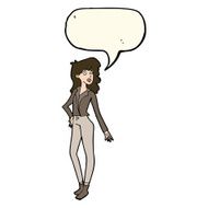 cartoon pretty woman with speech bubble N192