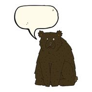 cartoon funny black bear with speech bubble N7