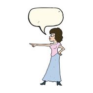 cartoon woman pointing finger with speech bubble N7