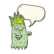 cartoon spooky ghost with speech bubble N35