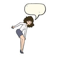 cartoon annoyed woman rubbing knee with speech bubble N7