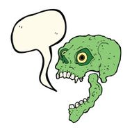 cartoon scary skull with speech bubble N20