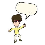 cartoon waving cool guy with speech bubble N7