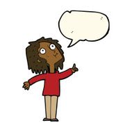 cartoon curious woman with speech bubble N41