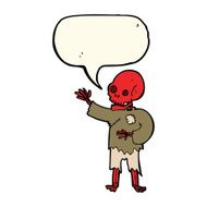cartoon skeleton waving with speech bubble N8