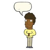 cartoon worried man with speech bubble N75