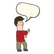 cartoon man gesturing with speech bubble N19