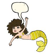 cartoon pretty mermaid with speech bubble N27