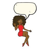cartoon sitting woman waving with speech bubble N7
