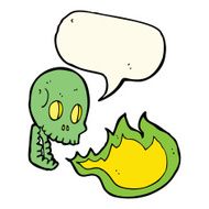 cartoon fire breathing skull with speech bubble N4