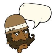 cartoon victorian big game hunter with speech bubble N7