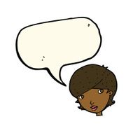 cartoon friendly woman with speech bubble N51