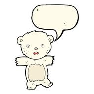 cartoon shocked polar bear cub with speech bubble N4
