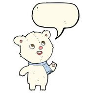 cartoon polar bear wearing scarf with speech bubble N7