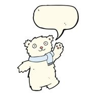 cartoon teddy bear wearing scarf with speech bubble N7