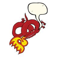 cartoon dragon breathing fire with speech bubble N4