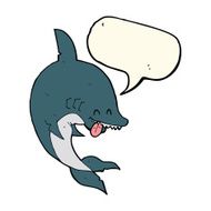 funny cartoon shark with speech bubble N23