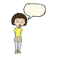 cartoon surprised woman with speech bubble N176