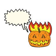 cartoon pumpkin with speech bubble N14